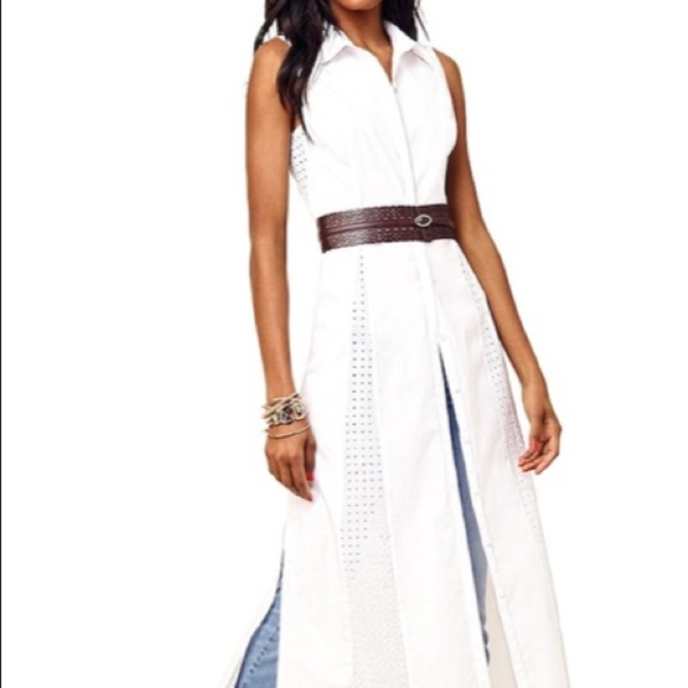 New white tailboard tunic dress